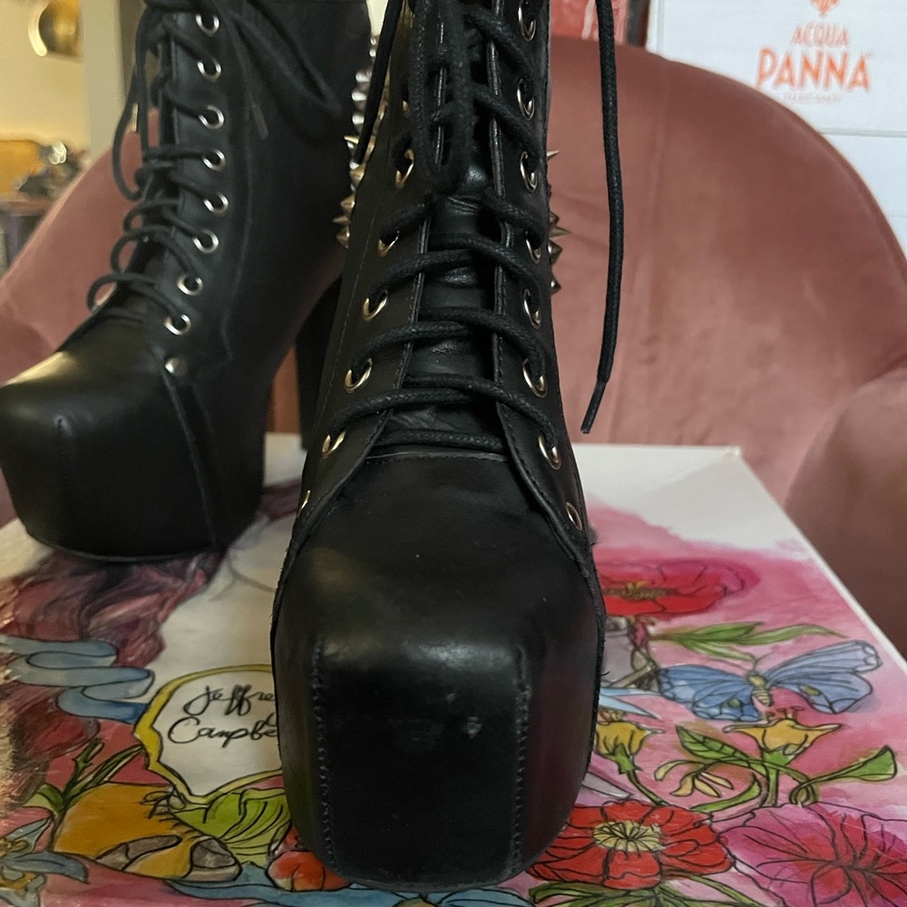 Jeffrey Campbell Black Platform Boots with Silver Studs - Picture 7 of 11